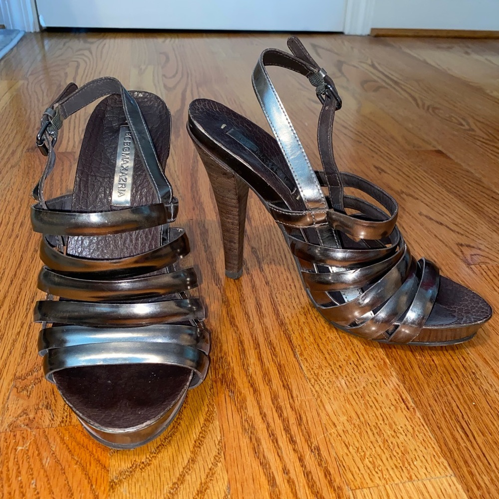 BCBGMAXAZRIA Strappy Metallix Heels - Size 9.5